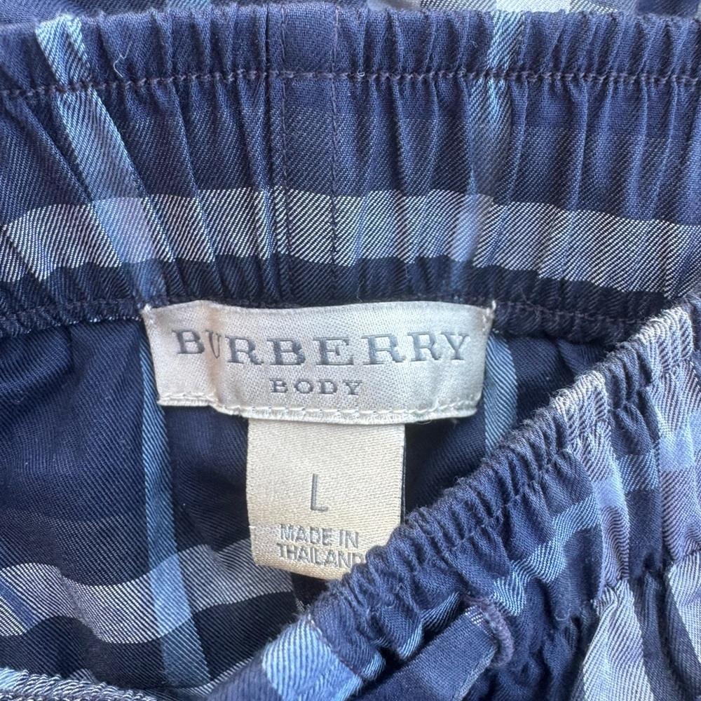 Burberry Navy and White Cotton Plaid Pajama Lounge Pants Size Large NWOT - Picture 3 of 5